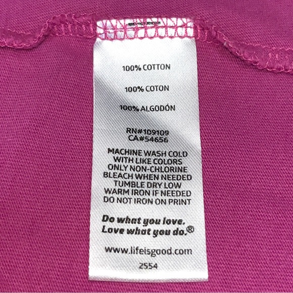 ποΈ Life is Good t-shirt, V-neck, 100% cotton, dark pink/fuchsia, camping theme - Picture 9 of 9